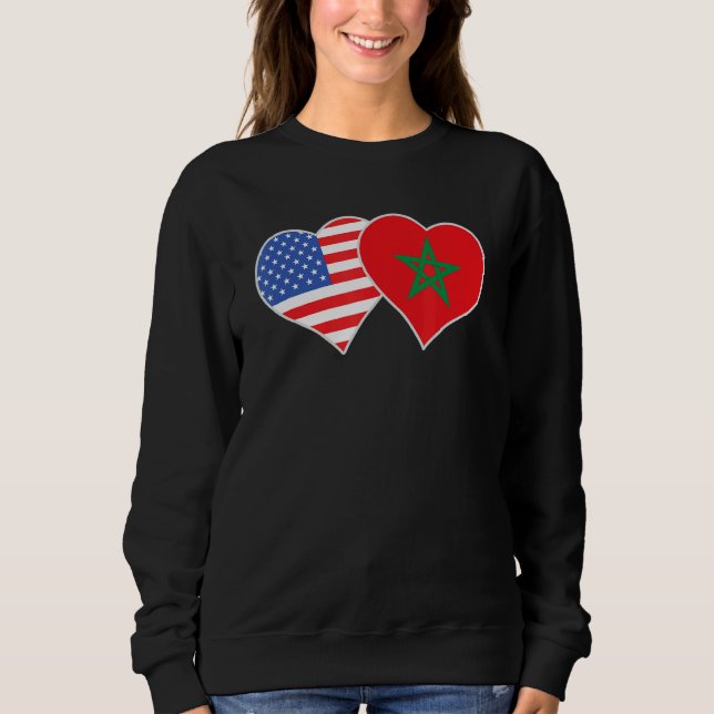 Sweatshirt Marocain Américain Drapeau Maroc Usa (Devant)