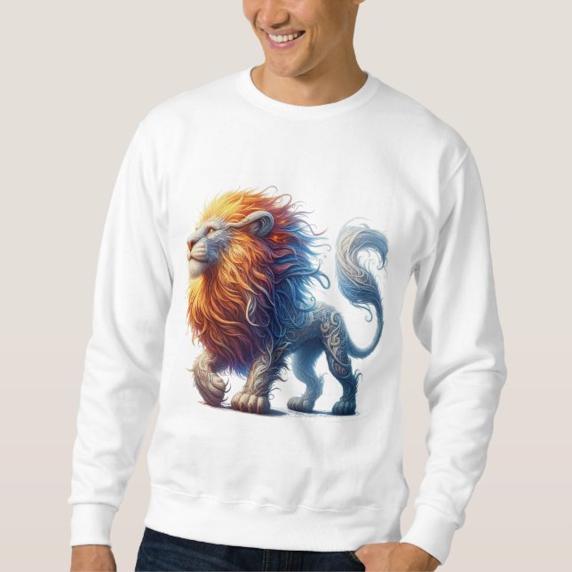 Sweatshirt masculin avec imprimé lion (Devant)