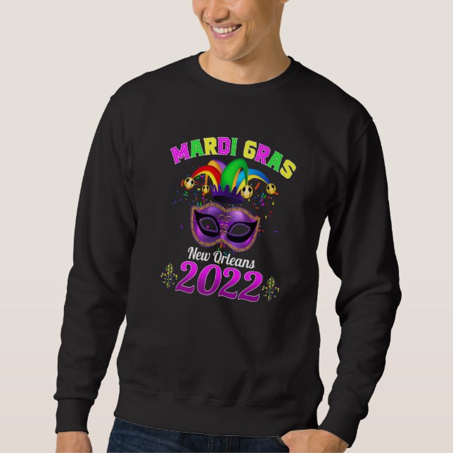 Sweatshirt Mask Beads and Bling Mardi Gras (Devant)
