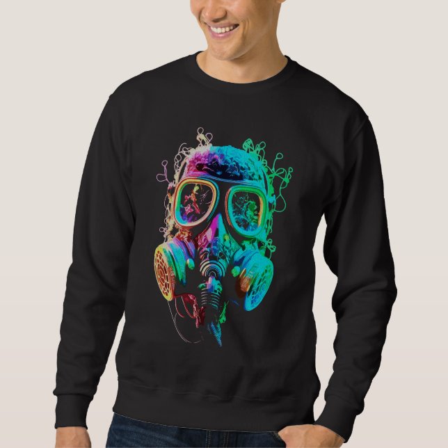 Sweatshirt Masque à gaz Néon : Art du chaos vibrant (Devant)