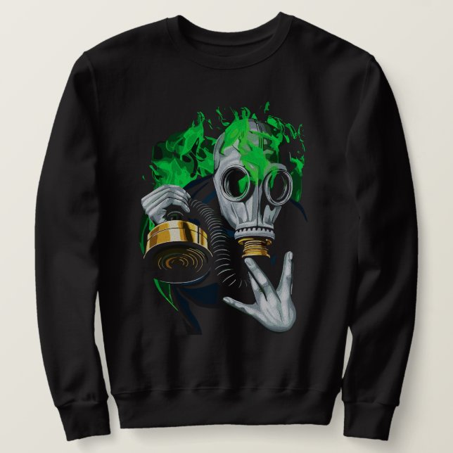 Sweatshirt Masque à gaz toxique : Flammes néon (Design devant)