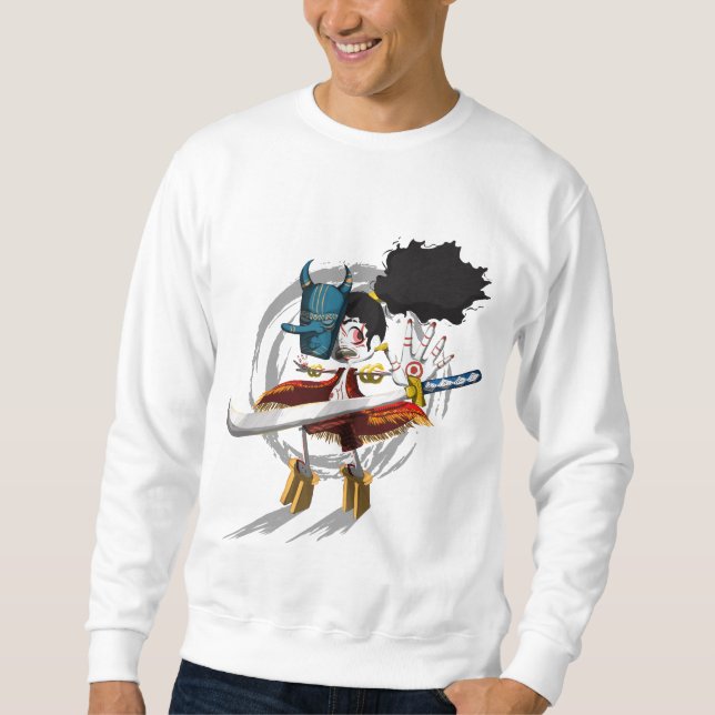 Sweatshirt Masque de démon Chibi de guerrier samouraï (Devant)