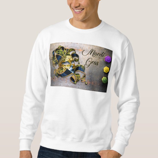 Sweatshirt Masque de Mardi Gras de SlipperyJoe's violet or ve (Devant)