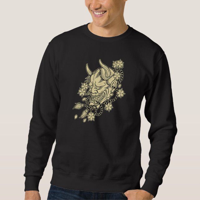 Sweatshirt Masque Dénal De Tatouage Japonais Hannya Avec Blos (Devant)