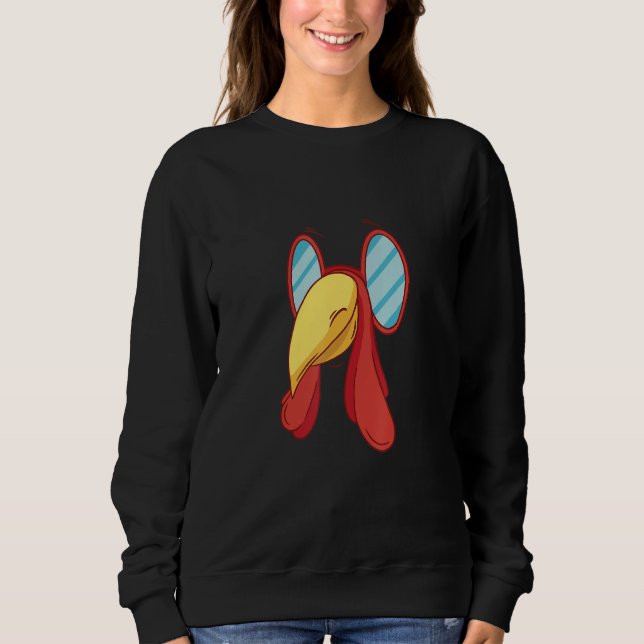 Sweatshirt Masque facial de dinde rouge animal avec lunettes  (Devant)