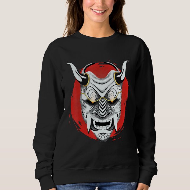 Sweatshirt Masque Oni de Lune Rouge Japonaise Ancienne Samour (Devant)