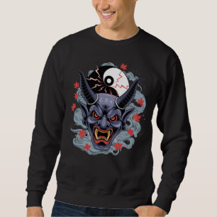 Sweatshirt Masque Oni japonais avec Demon asiatique Yin-Yang