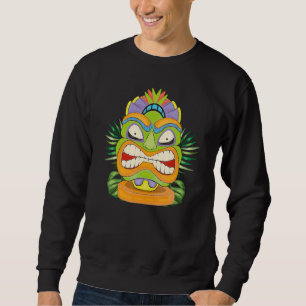 Sweatshirt Masque Tiki Statue de fête polynésienne Luau Hawaï