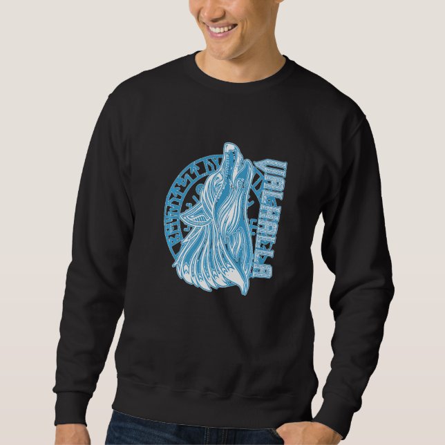 Sweatshirt Masque Valhalla Wolf Odin Runes Norse Compass Viki (Devant)