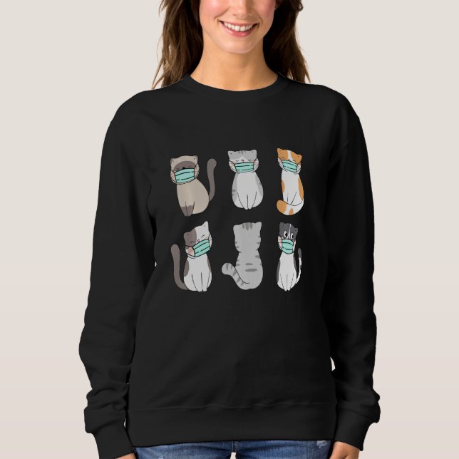 Sweatshirt Masque Visage de chat, Mignonne Animaux Chats Amat (Devant)