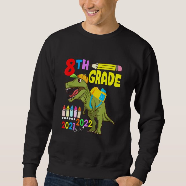 Sweatshirt Masque Visage Dinosaure Cute 8e Année Retour À L'É (Devant)