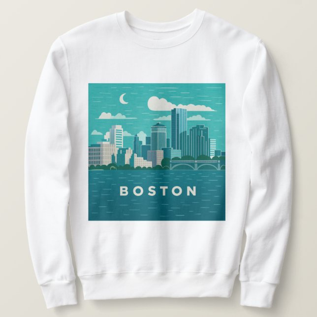 Sweatshirt Massachusetts Night Cityscape | Boston City (Design devant)