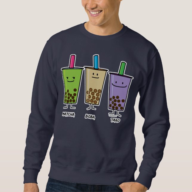 Sweatshirt Matcha boba thé lait de boisson verte Taro tapioca (Devant)