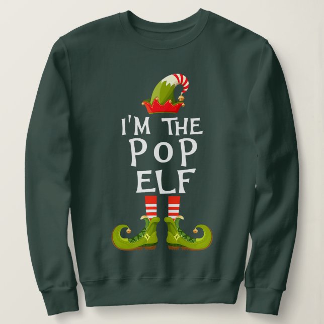 Sweatshirt Matching Family Group I'm The Pop Elf Christmas (Design devant)
