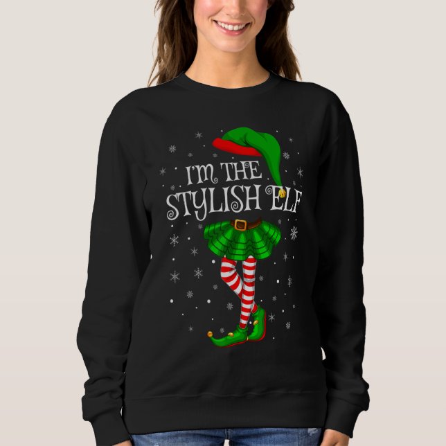 Sweatshirt Matching Family Group I'm The Stylish Elf Christma (Devant)