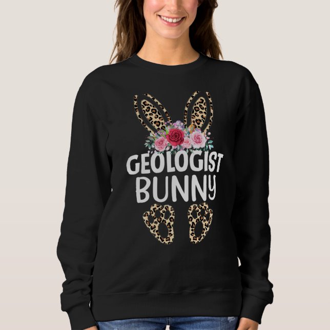 Sweatshirt Matching Funny Empreinte de léopard Bunny Geologis (Devant)