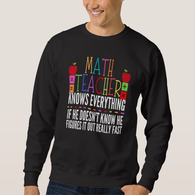 Sweatshirt Math For Men Femmes Étudiante Cool Math Enseignant (Devant)