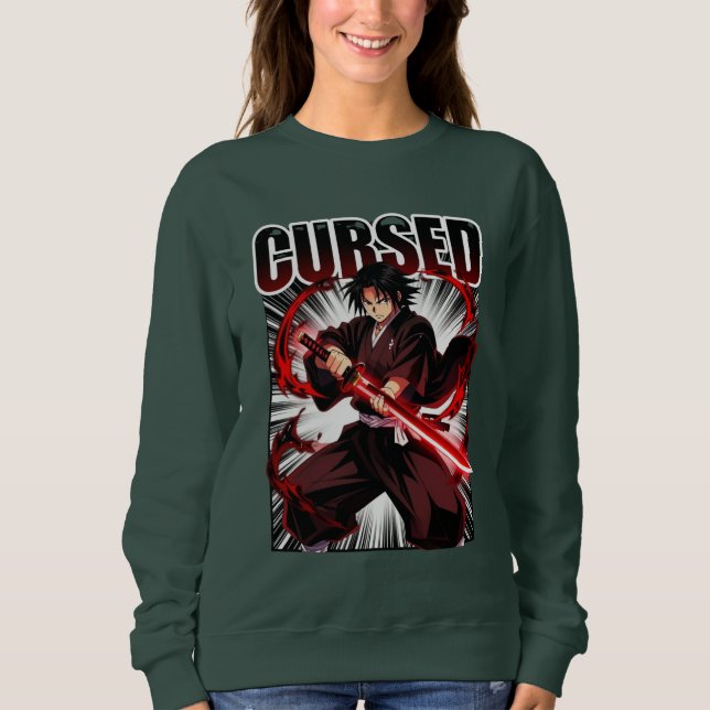 Sweatshirt Maudit – Graphisme de guerrier katana de style ani (Devant)