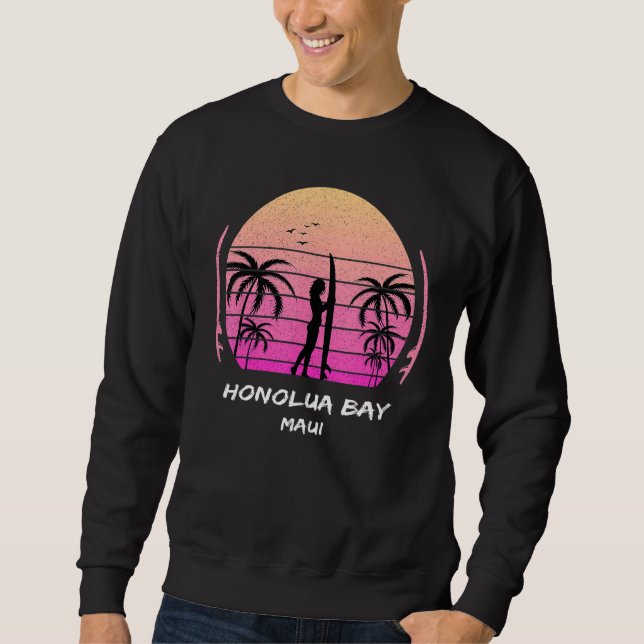 Sweatshirt Maui Honolua Bay Surfing Palms Waves Ocean Aloha H (Devant)
