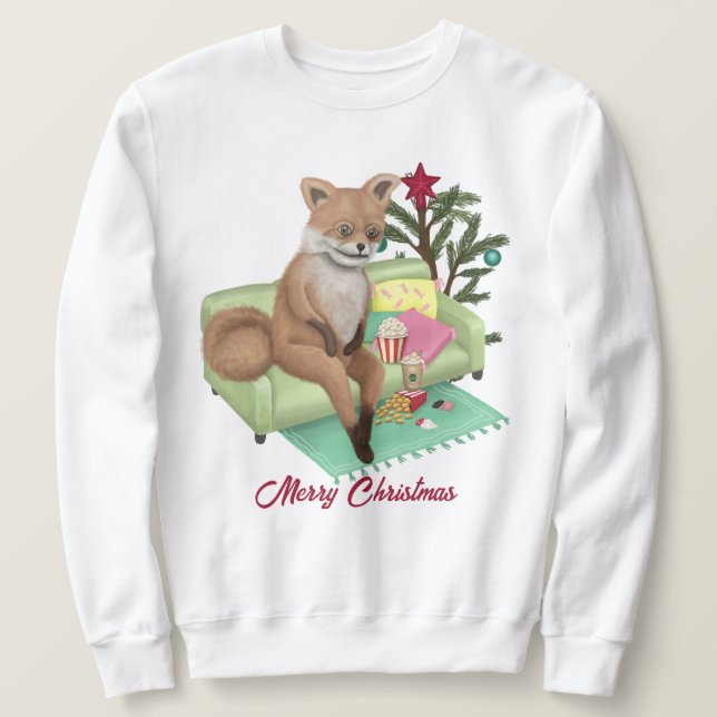 Sweatshirt Mauvaise Taxidermie Fox T-shirt de Noël (Design devant)