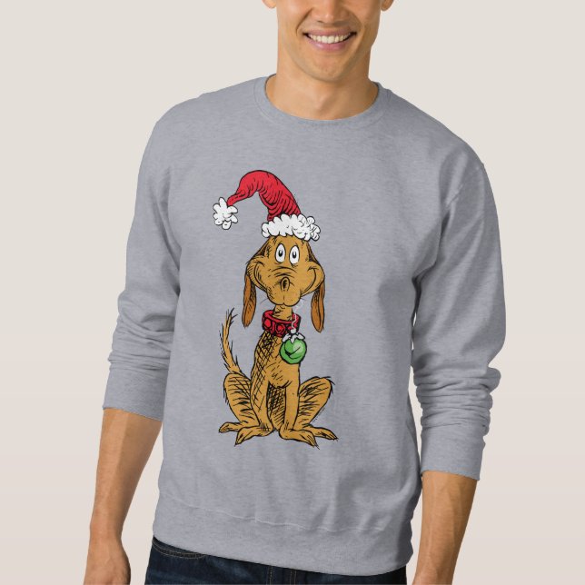 Sweatshirt Max le chien avec un chapeau de Père Noël (Devant)