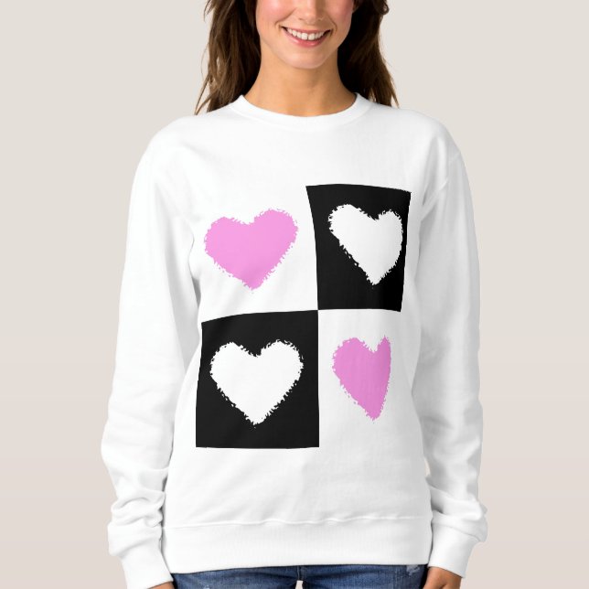 Sweatshirt Mazipoodles Coeurs Résumé Rose (Devant)