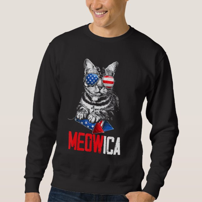 Sweatshirt Mb35 4 juillet Meowica American Flag Firework Ca (Devant)