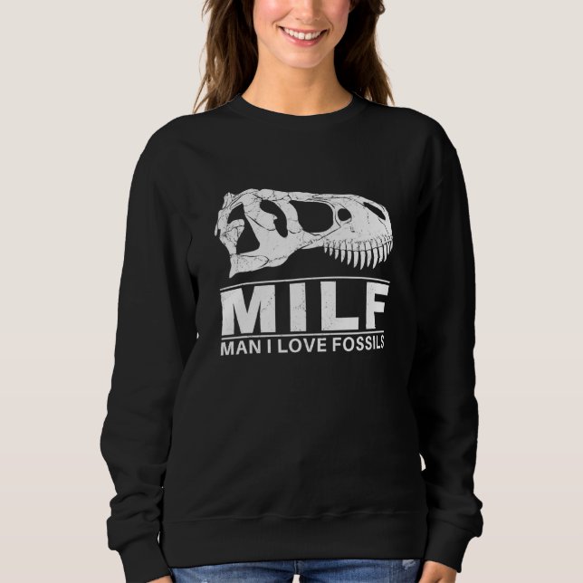 Sweatshirt Mec j'adore les fossiles de crâne de T-Rex (Devant)
