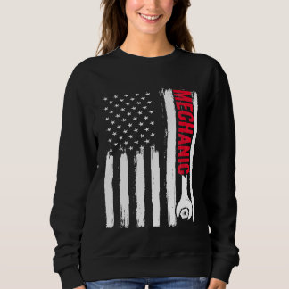 Sweatshirt Mécanicien Patriotique Drapeau Usa Mécanicien