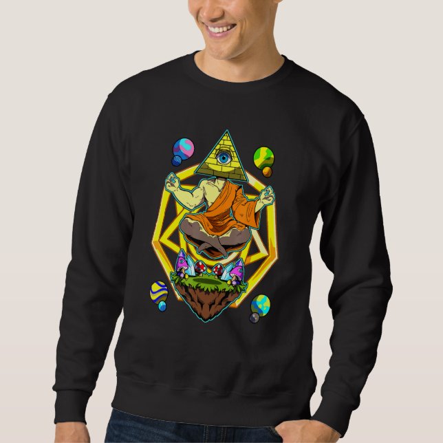 Sweatshirt Méditation Bouddha Psychédélique Illuminati Pyrami (Devant)