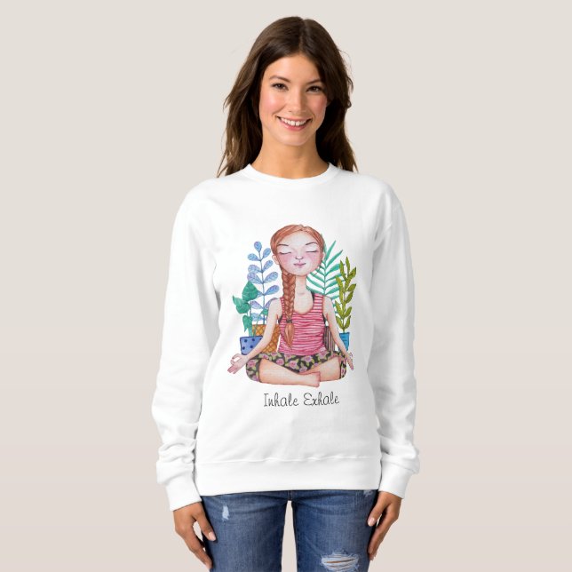 Sweatshirt Méditer la fille avec les Plantes (Devant entier)