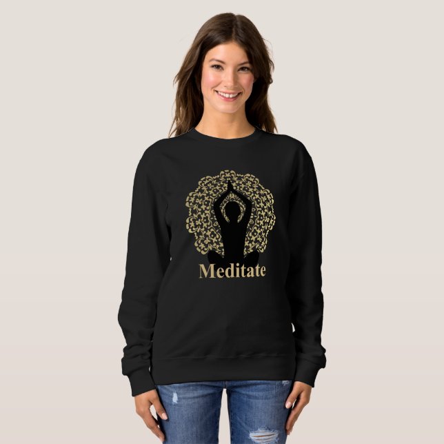 Sweatshirt Méditer la silhouette graphique spirituelle (Devant entier)