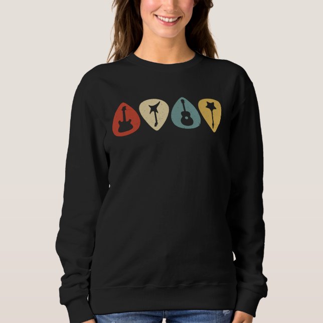 Sweatshirt Médium Pour Guitariste Rétro Vintage (Devant)