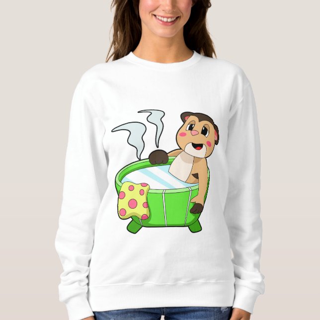 Sweatshirt Meerkat à la baignade dans la baignoire (Devant)