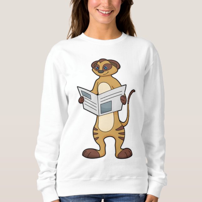 Sweatshirt Meerkat à la lecture d'un journal (Devant)