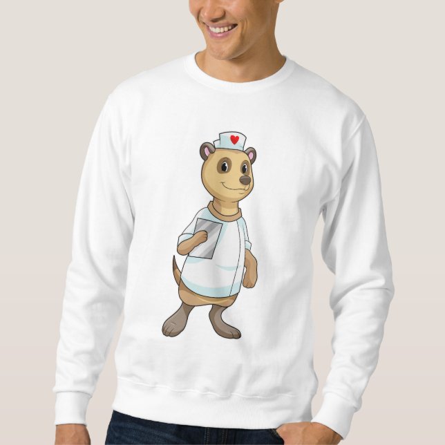 Sweatshirt Meerkat comme infirmière avec coeur (Devant)