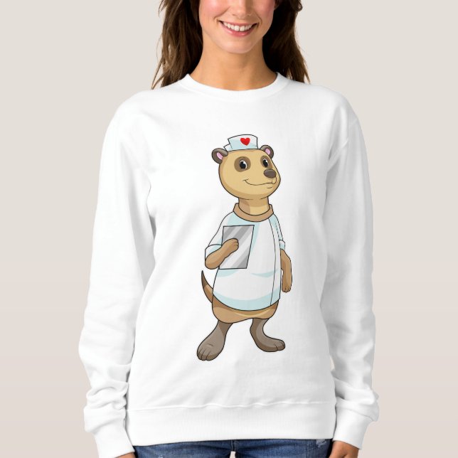 Sweatshirt Meerkat comme infirmière avec coeur (Devant)