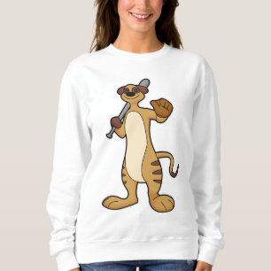 Sweatshirt Meerkat comme joueur de baseball avec batte de bas