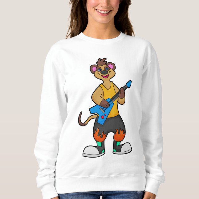 Sweatshirt Meerkat comme musicien avec guitare (Devant)