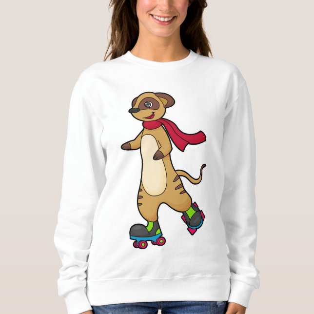 Sweatshirt Meerkat comme patineur avec patins à rouleaux (Devant)