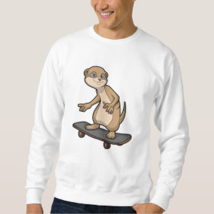 Sweatshirt Meerkat comme Patineur avec Skateboard