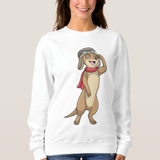 Sweatshirt Meerkat comme pilote avec casquette pilote (Devant)