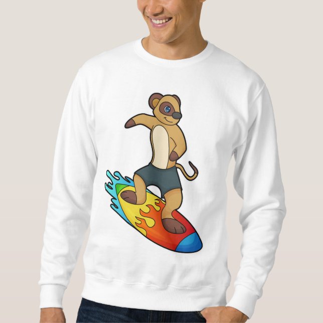 Sweatshirt Meerkat comme surfeur avec Surfer (Devant)