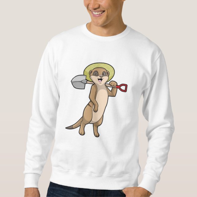 Sweatshirt Meerkat en tant que fermier avec Shovel (Devant)