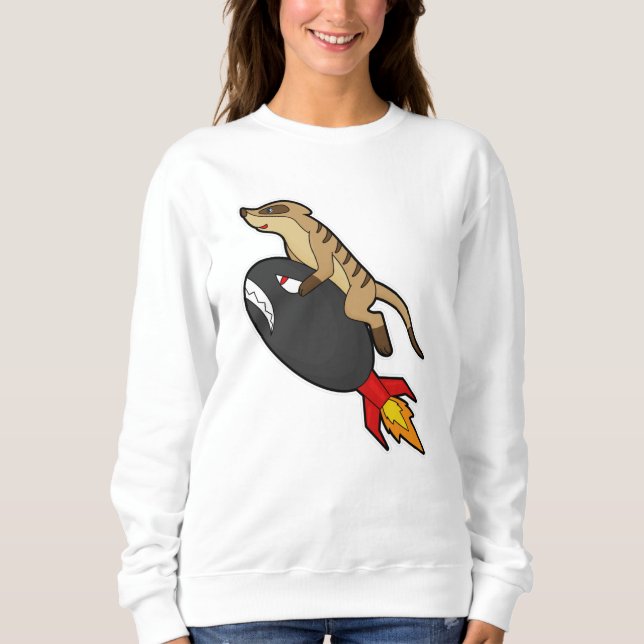 Sweatshirt Meerkat en vol avec fusée (Devant)