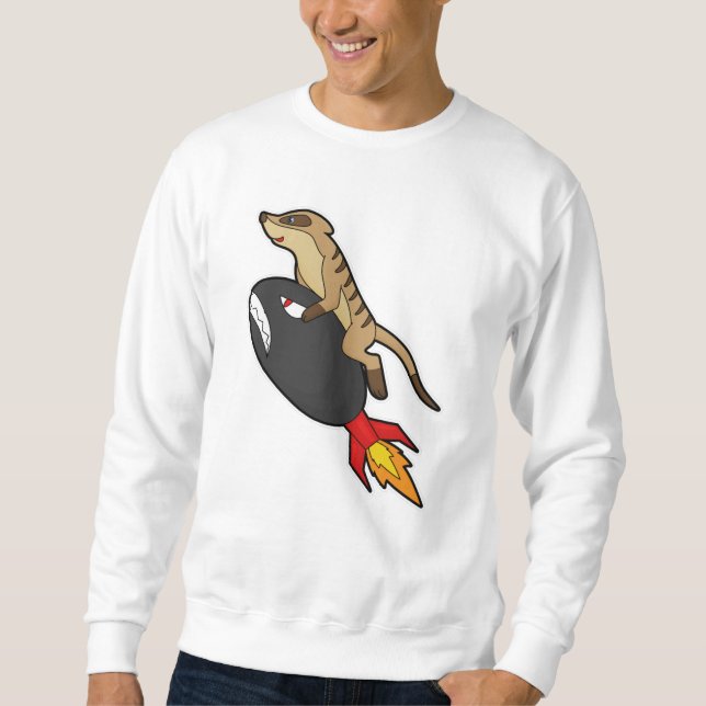 Sweatshirt Meerkat en vol avec fusée (Devant)