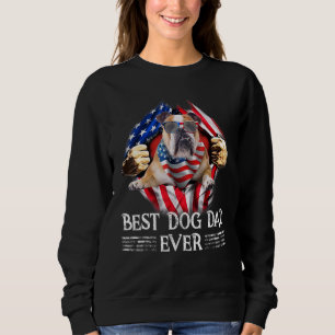 Sweatshirt Meilleur Bulldog Papa Jamais Drapeau Américain Pou