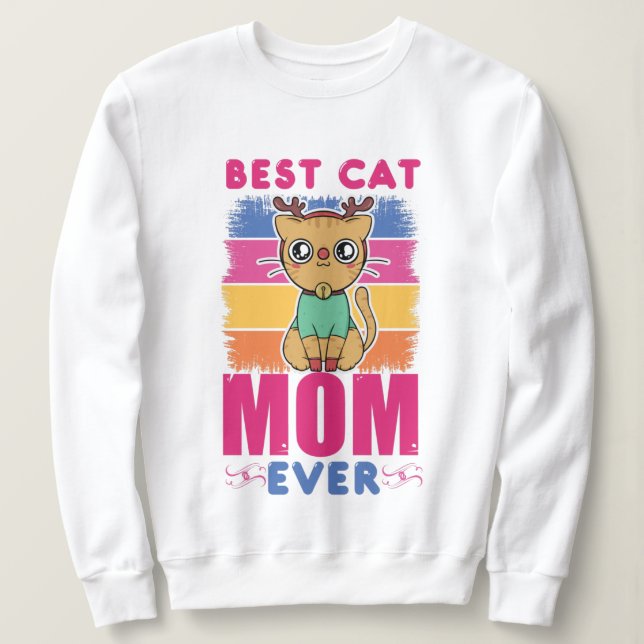 Sweatshirt Meilleur Cat Maman jamais (Design devant)