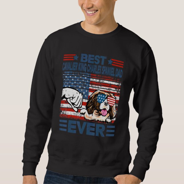 Sweatshirt Meilleur Cavalier Roi Charles Espagnol Papa Jamais (Devant)