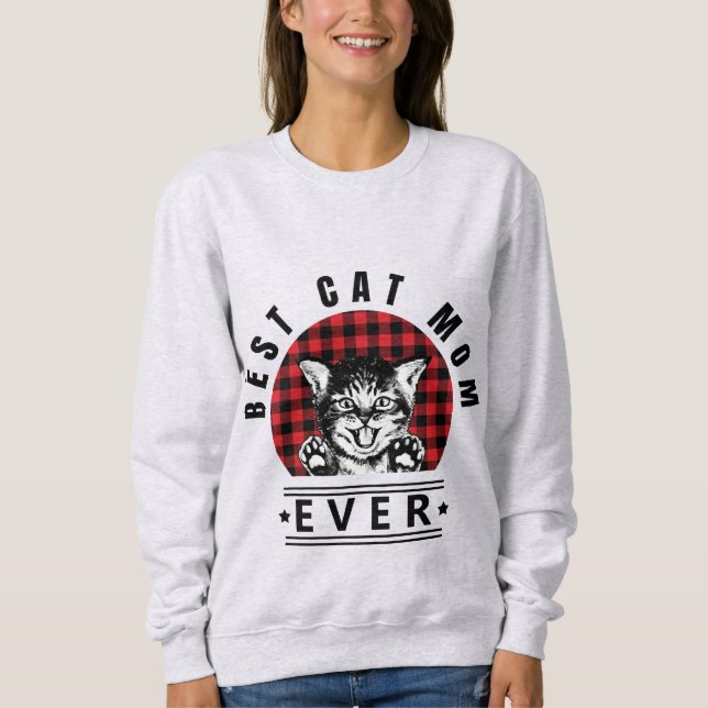 Sweatshirt Meilleur Chat Maman Jamais Buffalo Check (Devant)